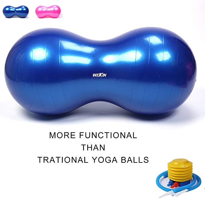 Wekin Physio Roll Therapy Fitness Exercise Peanut Ball Pump/best Balance & Coordinate Development,Extra Thick,best Home Exercise & Yoga Programme Size 45x90cm&50x100cm