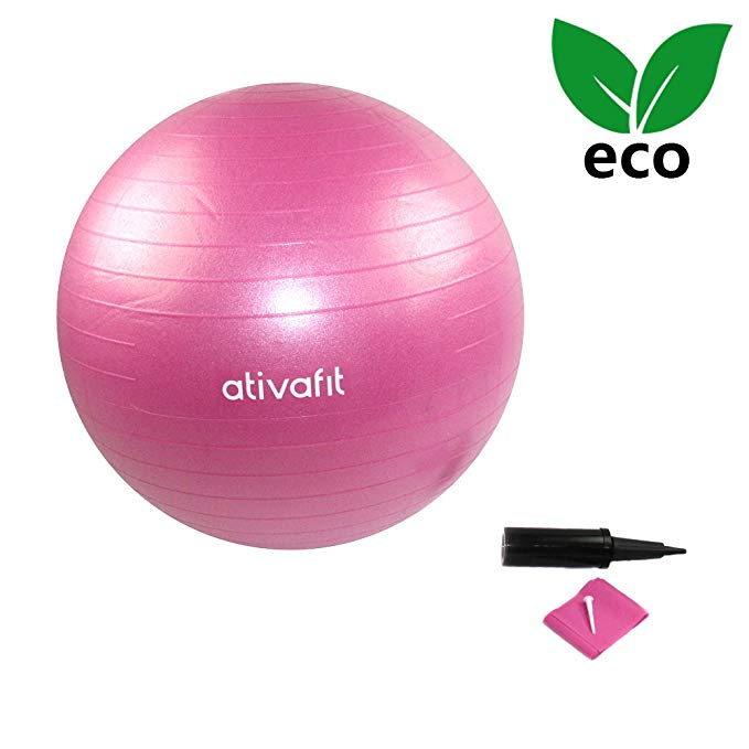 Ativafit Exercise Yoga Stability Anti Burst Ball （25.6 inch） Band Hand Pump
