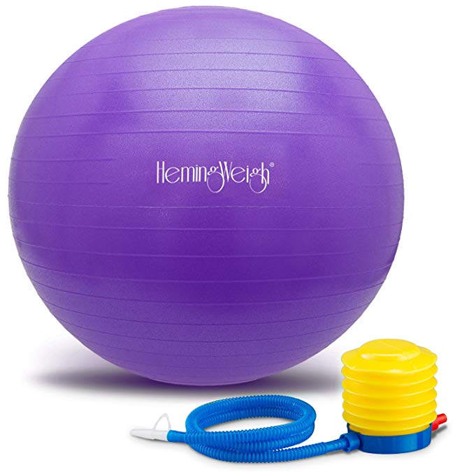 HemingWeigh Static Strength Exercise Stability Ball with Foot Pump | Perfect For Fitness Stability and Yoga | Helps Improve Agility, Core Strength, and Balance