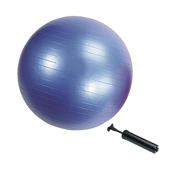ALEKO F2WBL Anti-burst Anti-slip Fitness Gym Exercise Stability Balance Yoga Ball 25.6 Inches Diameter With Pump, Blue