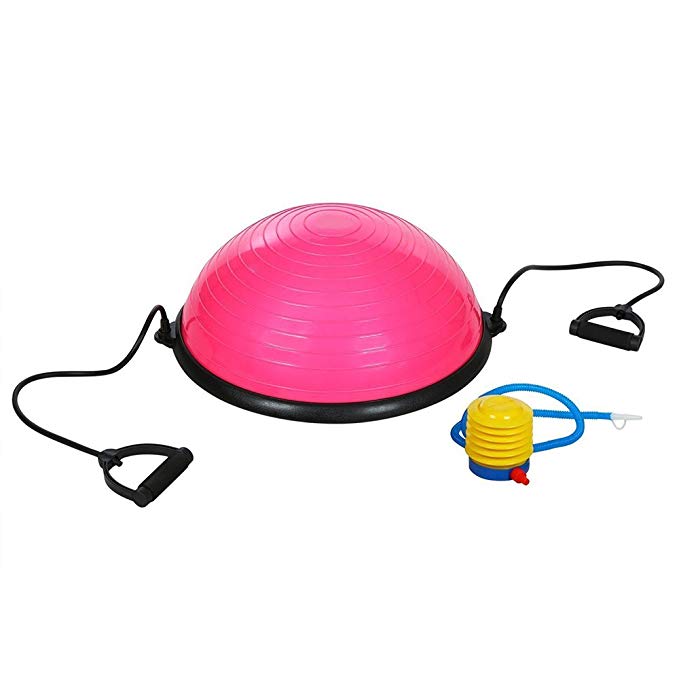 Z ZTDM Yoga Half Balance Trainer Ball Fitness Strength Exercise Balance Ball with Resistance Bands & Pump