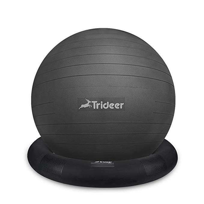 Trideer Exercise Ball Chair, Stability Ball with Ring & Pump, Flexible Seating, Improves Balance, Core Strength & Posture (Office & Home & Classroom)