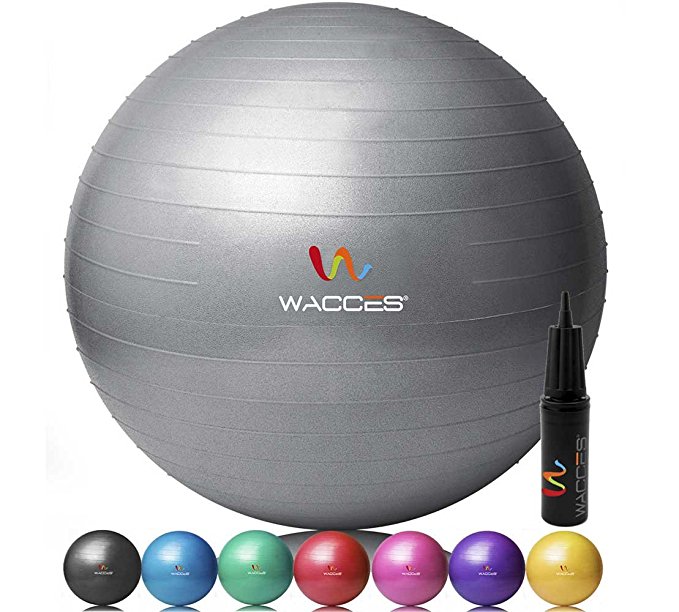 Wacces Professional Exercise, Stability and Yoga Ball for Fitness, Balance & Gym Workouts- Anti Burst - Quick Pump Included