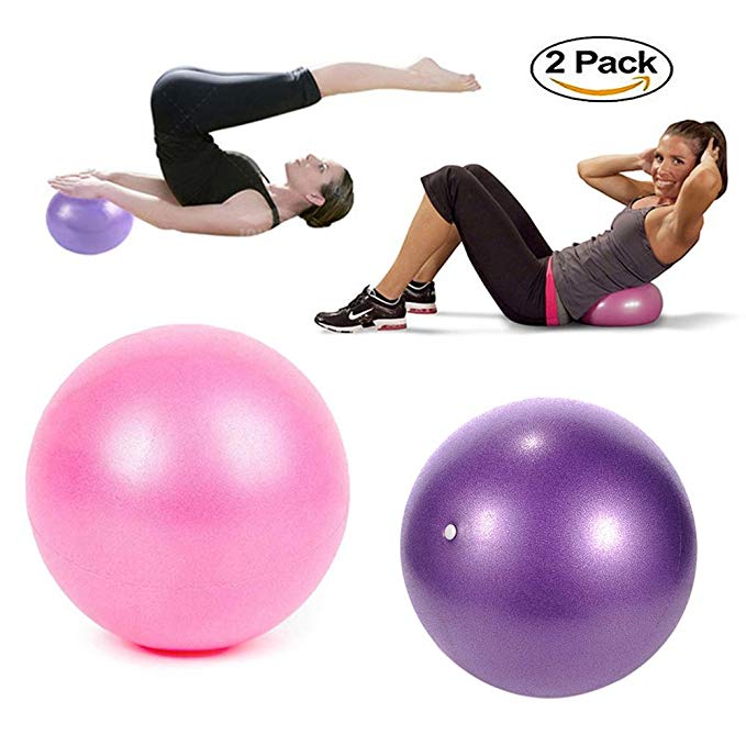 TopBine Exercise Pilates Ball -(2 Pcs) Stability Ball Yoga, Barre, Training Physical Therapy- Improves Balance, Core Strength, Back Pain & Posture- Comes Inflatable Straw