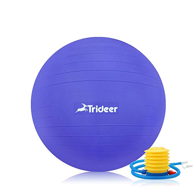 Trideer Exercise Ball (45-85cm) Extra Thick Yoga Ball Chair, Anti-Burst Heavy Duty Stability Ball Supports 2200lbs, Birthing Ball with Quick Pump (Office & Home & Gym)