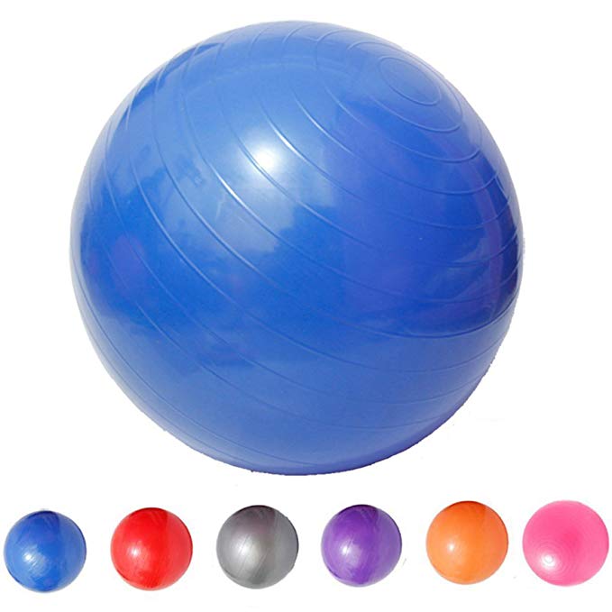 Saymequeen Anti-Burst Exercise Ball with Foot Pump for Adults Kids Balance Workout Fitness Yoga Ball 45cm/55cm/65cm/75cm