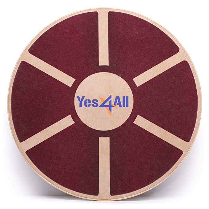 Yes4All Wooden Wobble Balance Board – Exercise Balance Stability Trainer 15.75 inch Diameter