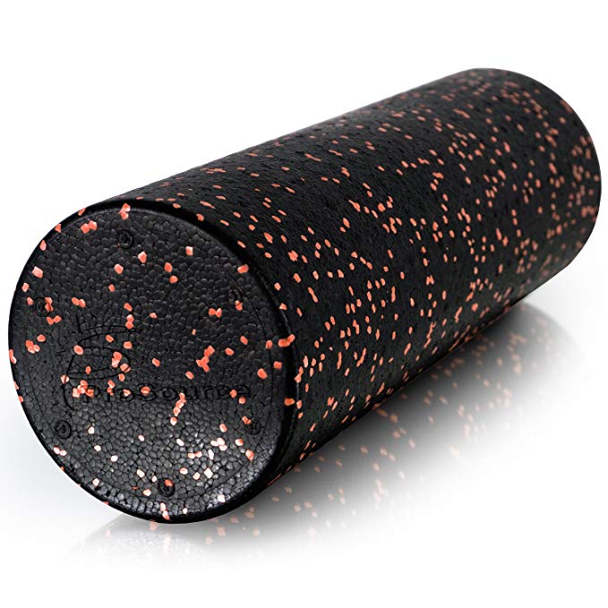 ProSource High Density Speckled Black Foam Rollers, 12”,18”,24”,36” for Myofascial Release, Pilates, Trigger Point Massage and Muscle Therapy