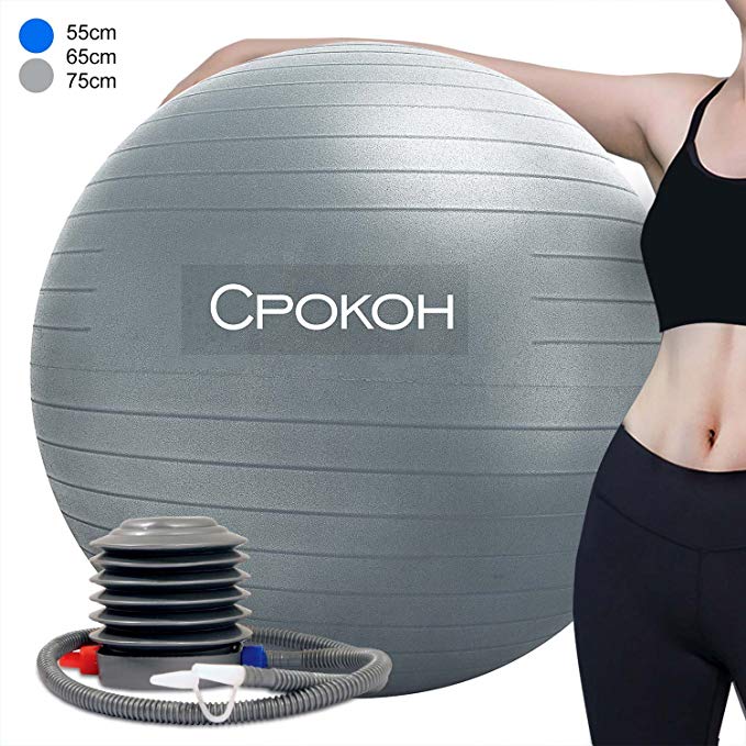 CPOKOH Exercise Ball,Anti Burst and Slip Resistant Yoga Ball,Swiss Ball,Fitness Ball,Ab Exercise Ball,Gym Ball,Workout ball,Body Balance Ball, with Foot Pump