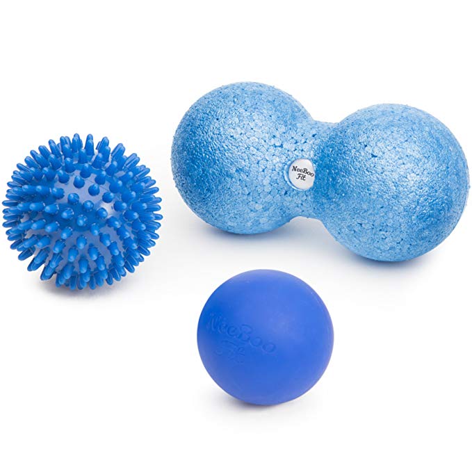 NeeBooFit Massage Ball Set - Deep Tissue, Myofascial Trigger Point Therapy Balls - Lacrosse Ball, Spiky Ball, Double Foam Roller Peanut Ball - For Chronic Pain Relief, Psoas Muscle Release - 3Pack