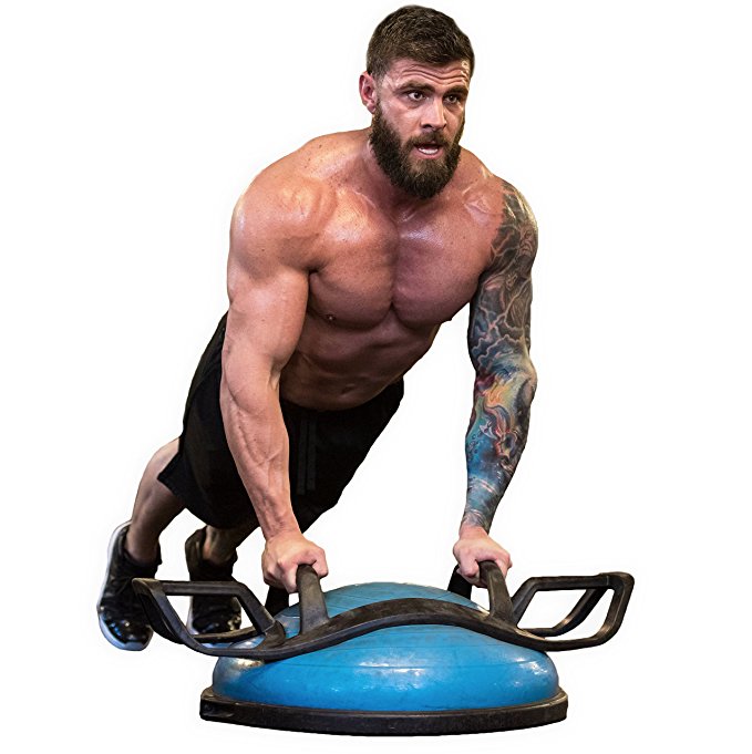 The HELM Core Fitness Strength Training System - Multi Grip Push Up and Plank Device for Balance Ball and Stability Ball