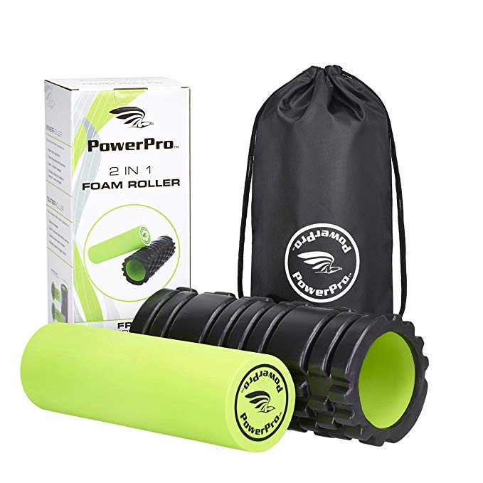 PowerPro 2-in-1 Foam Rollers. Trigger Point & Smooth Foam Rollers for Tight Muscles & Injury Rehab, Chronic Back Conditions, Cellulite, Shin Splints, Lactic Acid & Migraines 2 x Ebooks & Carry Case