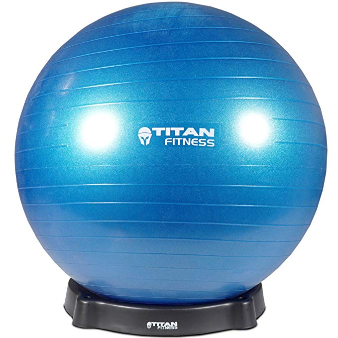 Titan Fitness 55cm Exercise Stability Ball w/Base Chair Combo Gym Yoga Sports