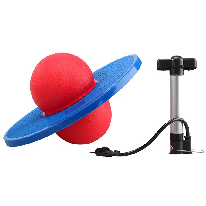 Full&love Rock Hopper Pogo Exercise Balance Ball Board for Kids Adults with a Pump (red)