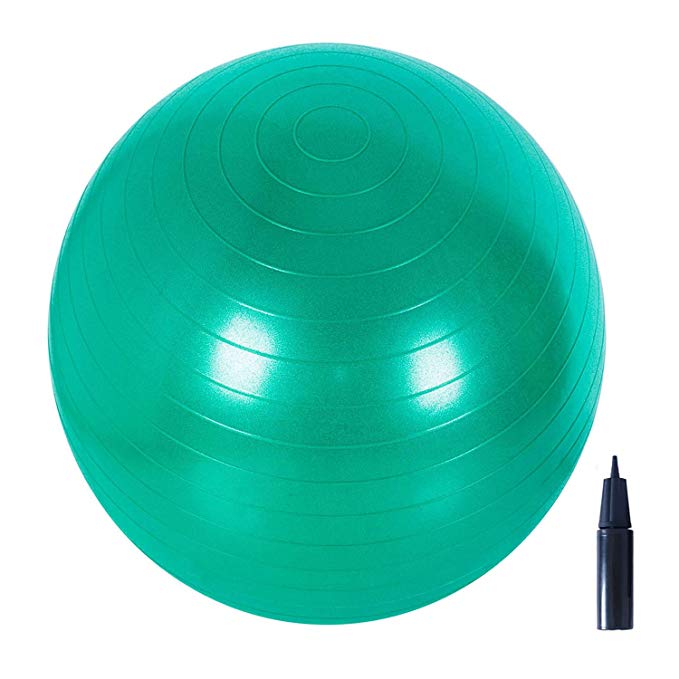 Adeco Static Strength Exercise Stability Ball with Pump, Blue Purple Green Color Available