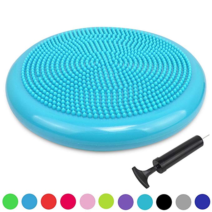 Trideer Inflated Stability Wobble Cushion with Pump, Extra Thick Core Balance Disc, KIDS Wiggle Seat, Sensory Cushion for Elementary School Chair (Office & Home & Classroom)