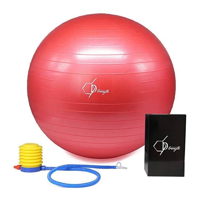 Exercise Ball | Professionally Tested | 660 lb Anti Burst & Anti Slip | Strength Yoga & Pilates | Home Gym | Active Office Work Desk Chair | Includes Pump | Eco Friendly | 55 65cm