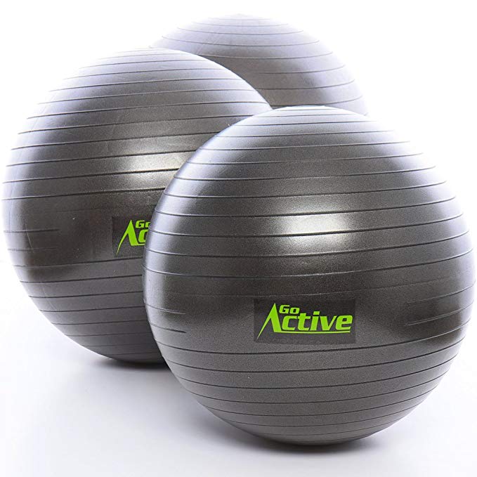 GO Active Lifestyles Exercise Ball - Stability Ball - Fitness Ball - Large Workout Balls For Balance And Yoga - Includes Pump - Anti Burst - 2000 lbs Weight Resistance