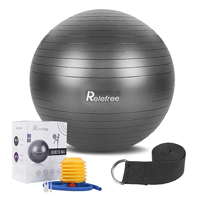 Exercise Ball - 65/75cm Yoga Balance Stability Fitness Ball, Anti-Slip & Anti-Burst Birthing Ball, with Free Yoga Strap &Pump for Yoga, Pilates ,Core Stability Training at Home & Office