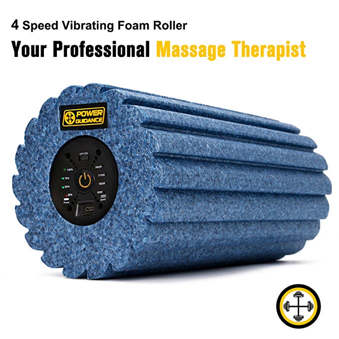 POWER GUIDANCE 4 Speed High Intensity Vibrating Foam Roller by Deep Tissue Electric Massager for Muscle Recovery, Relaxation,Mobility, Pliability Training - Home Gym Equipment