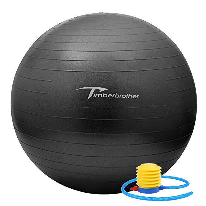 Timberbrother Anti-Burst Exercise Stability Ball/Fitness Ball/Balance Ball/Ball Chair with Foot Pump - 45cm/55cm/65cm/75cm for Gym, Office and Home Exercise