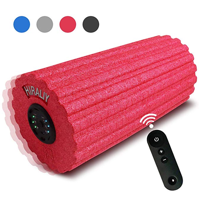 HIRALIY Vibrating Foam Massage Roller 3 Speed High Intensity Rechargeable 12inch Exercise Muscle Roller with Remote Controller for Muscle Recovery,Pain Relief,Physical Therapy and Myofascial Release