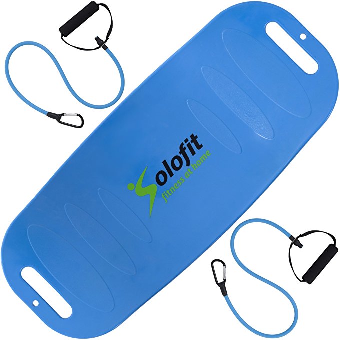 Solofit Balance Board-Fitness Board for Abs, Legs, Core, Back and Shoulders Workout-Yoga Twist Board with Resistance Tubes for Toning, Strengthening, Weight Loss + Instructions–Fit Board for Exercise