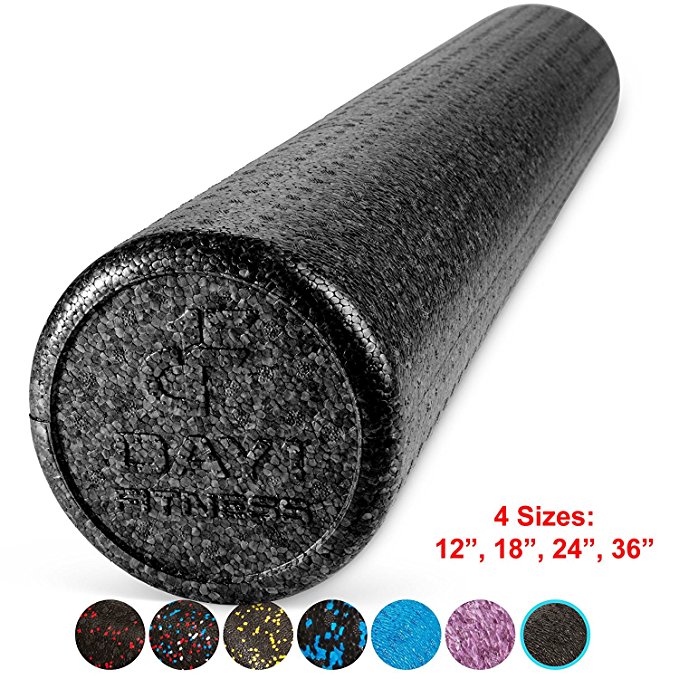 High Density Muscle Foam Rollers by Day 1 Fitness - 4 Sizes (12,18,24,36) & 7 Colors - Sports Massage Rollers for Stretching, Physical Therapy, Deep Tissue and Myofascial Release - Ideal for Exercise and Pain Relief