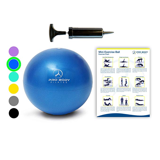 Mini Exercise Ball with Pump - 9 Inch Bender Ball for Stability, Barre, Pilates, Yoga, Core Training and Physical Therapy
