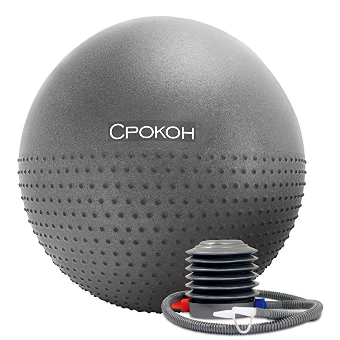 Exercise Ball CPOKOH Anti-burst Non-slip Extra Thick Massage Fitness Ball for Yoga,Pilates,Workout, Balance, Therapy, Desk Chair with Foot Pump