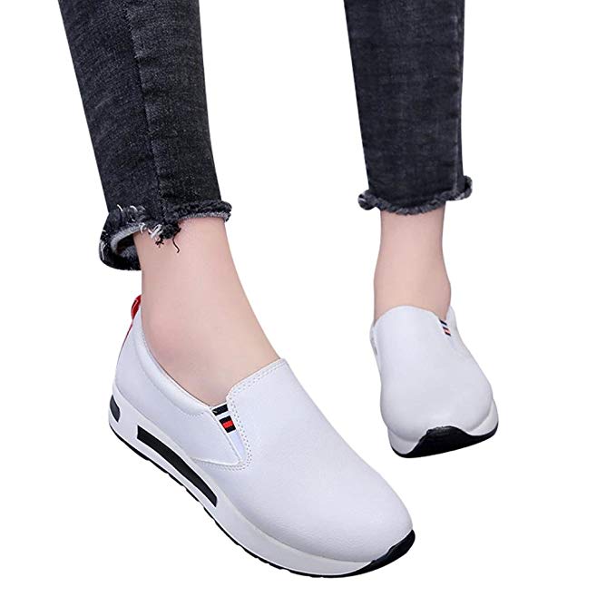 Sinwo Women Flat Thick Bottom Shoes Slip On Ankle Boots Casual Platform Sport Shoes Sneaker