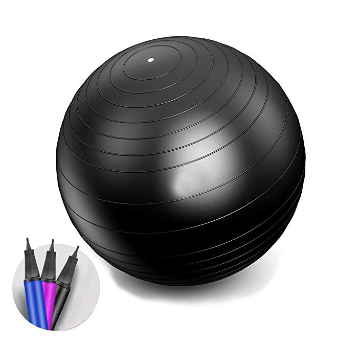 iEase Exercise/Yoga Ball with Pump Strength Stability Balance Therapy Gym Fitness Pregnancy office Birthing Ball 2000lbs Anti-Burst 65cm/75cm Balls