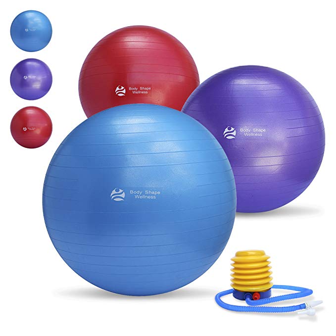 Exercise Ball Chair (Multiple Sizes) For Fitness, Stability, Gym, Balance & Yoga - Professional Quality Anti-Burst Extra Thick Fitness Ball - Great for Pilates, Abdominal Workout and Office Chair.