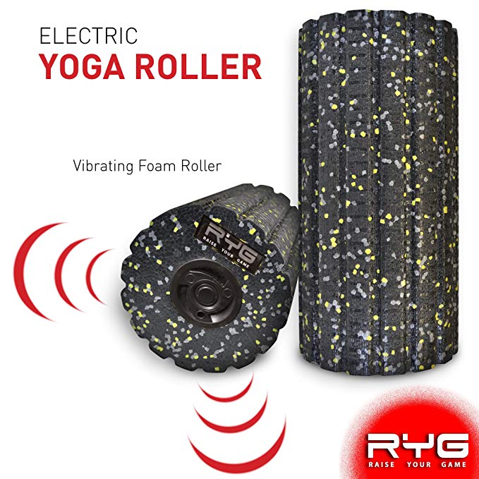 Raise Your Game RYG 4-Speed Vibrating Electric Muscle Foam Roller, Thick Firm High Density Trigger Point Massager Kit for Myofascial Release Physical Therapy