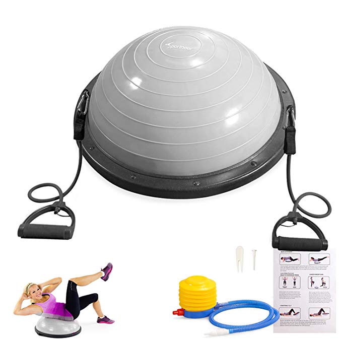 Sportneer Balance Ball Trainer For Yoga Fitness Strength Exercise Workout with Air Pump, Resistance Bands