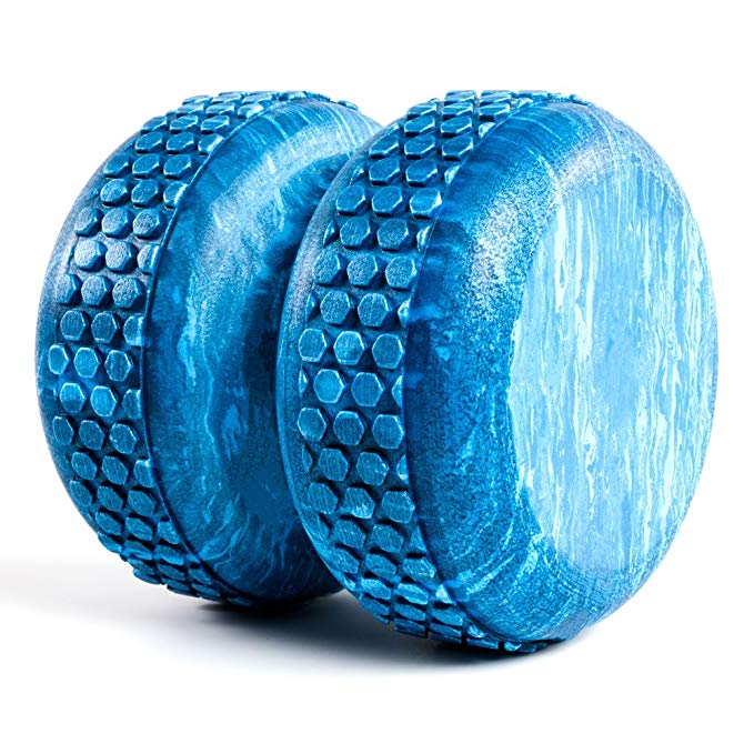 Power Systems Myo-Roller, Textured Roller Massage Therapy Aid for Recovery, Myofascial Release and Spinal Alignment, 6 x 6 Inches, Blue Marble (80675)
