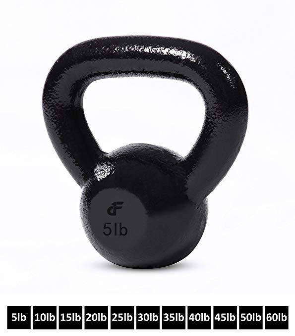 Day 1 Fitness Kettlebell Weights - Cast Iron Kettlebells For Ballistic Exercise, Core Strength, Functional Fitness, and Weight Training Set - Free Weight, Equipment, Accessories